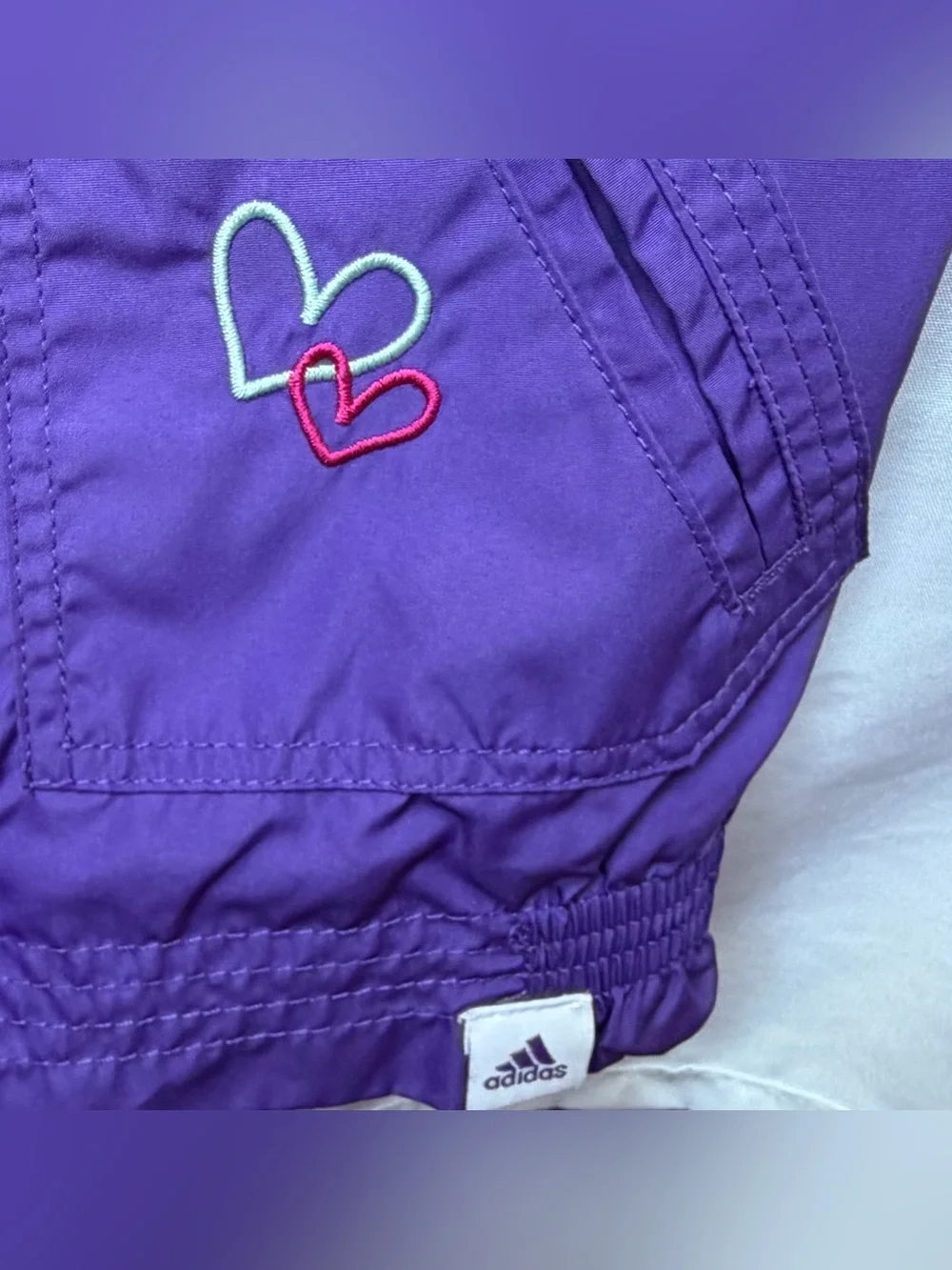 Adidas Girls Track Suit Purple Windbreaker Jacket Pants Set Green Stripes 12 Mo